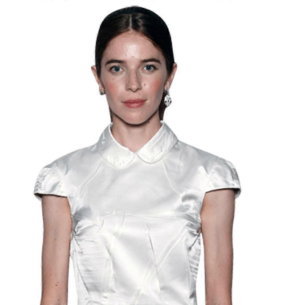 Valentina Romani (vit klänning) halvkropp kompis utskärning