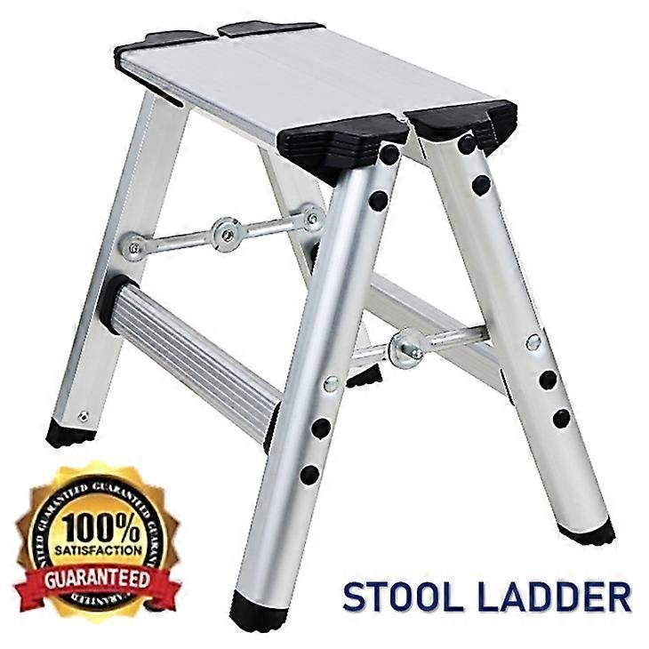 2 IN 1 Foldable Aluminium Sitting Chair Toilet Step Stool Ladder / Tangga Silver