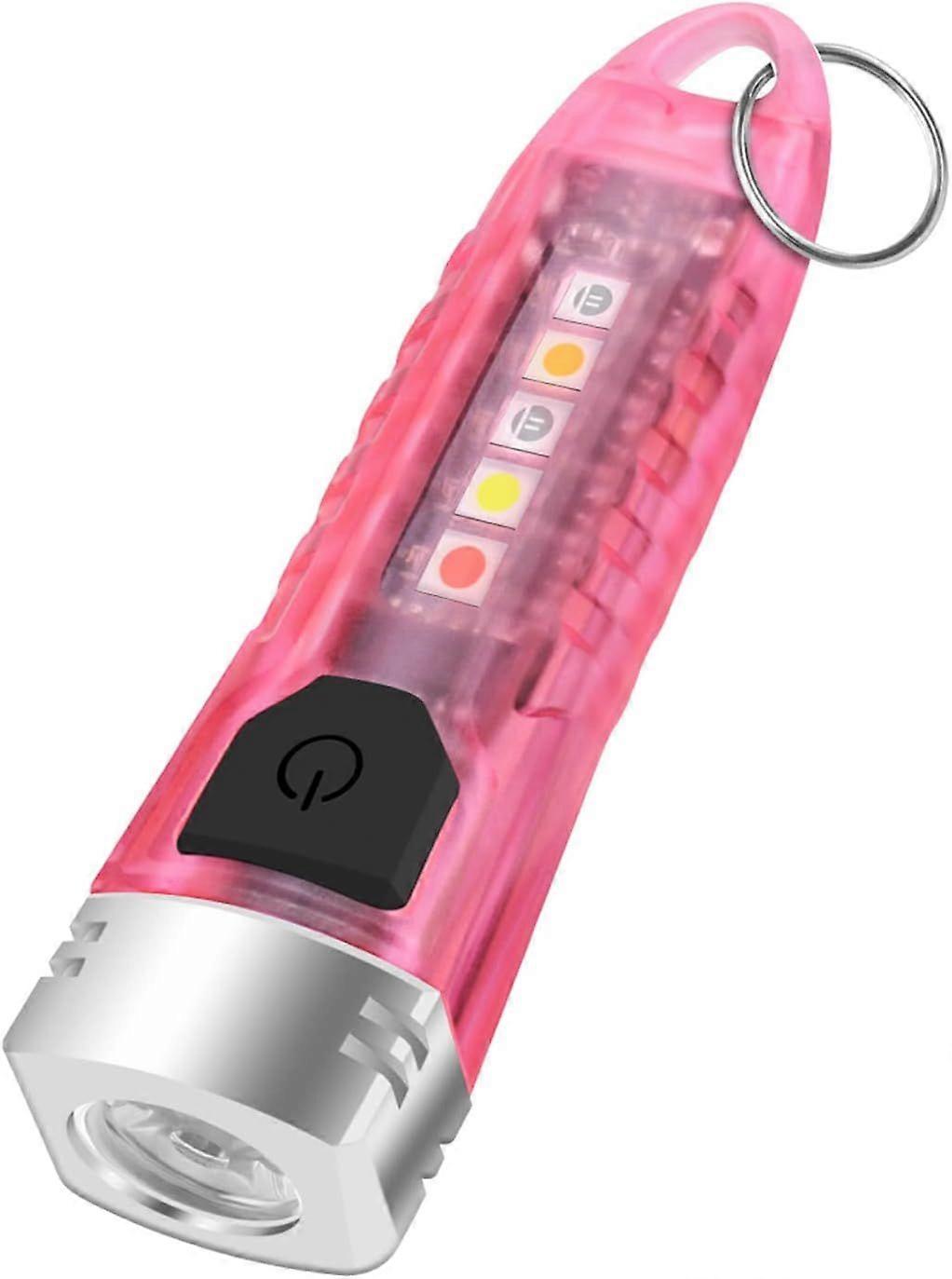 V1 Mini 400LM LED Keychain Flashlight with Red and Blue UV Light - USB C Rechargeable Small Handheld Torch 12 Mode IPX6 Emergency Survival Torch