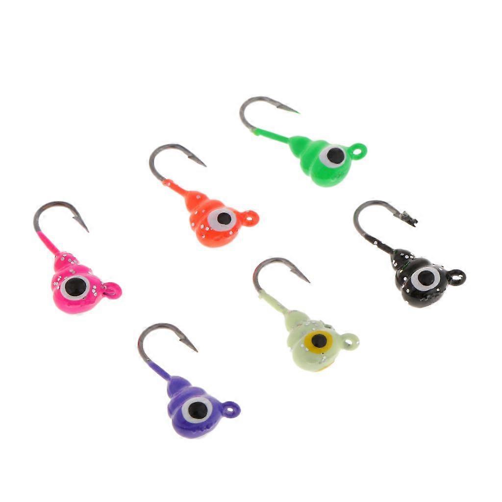 6x Eisfischen Jigs Wolfram Glow Jig Winter Jigging Köder Haken Köder