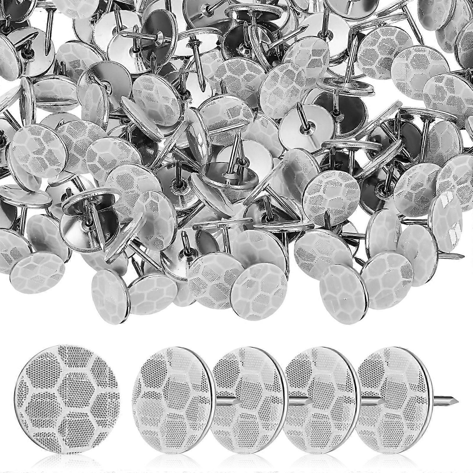 100pcs Reflective Tacks Trail Marking Tacks Hunting Markers Metal Thumb Tacks Reflective Trail Markers Tree Reflectors Push Pins