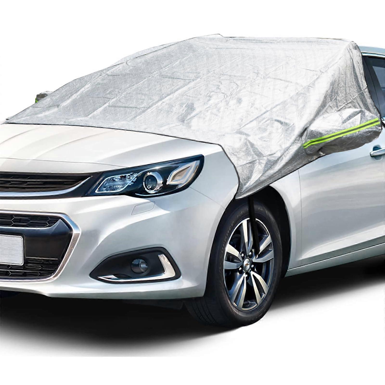 Car Windshield Cover 94"x56" Windproof Sunshade for Ice and UV Protection, Silver Window Cover for Compact SUVs and Cars