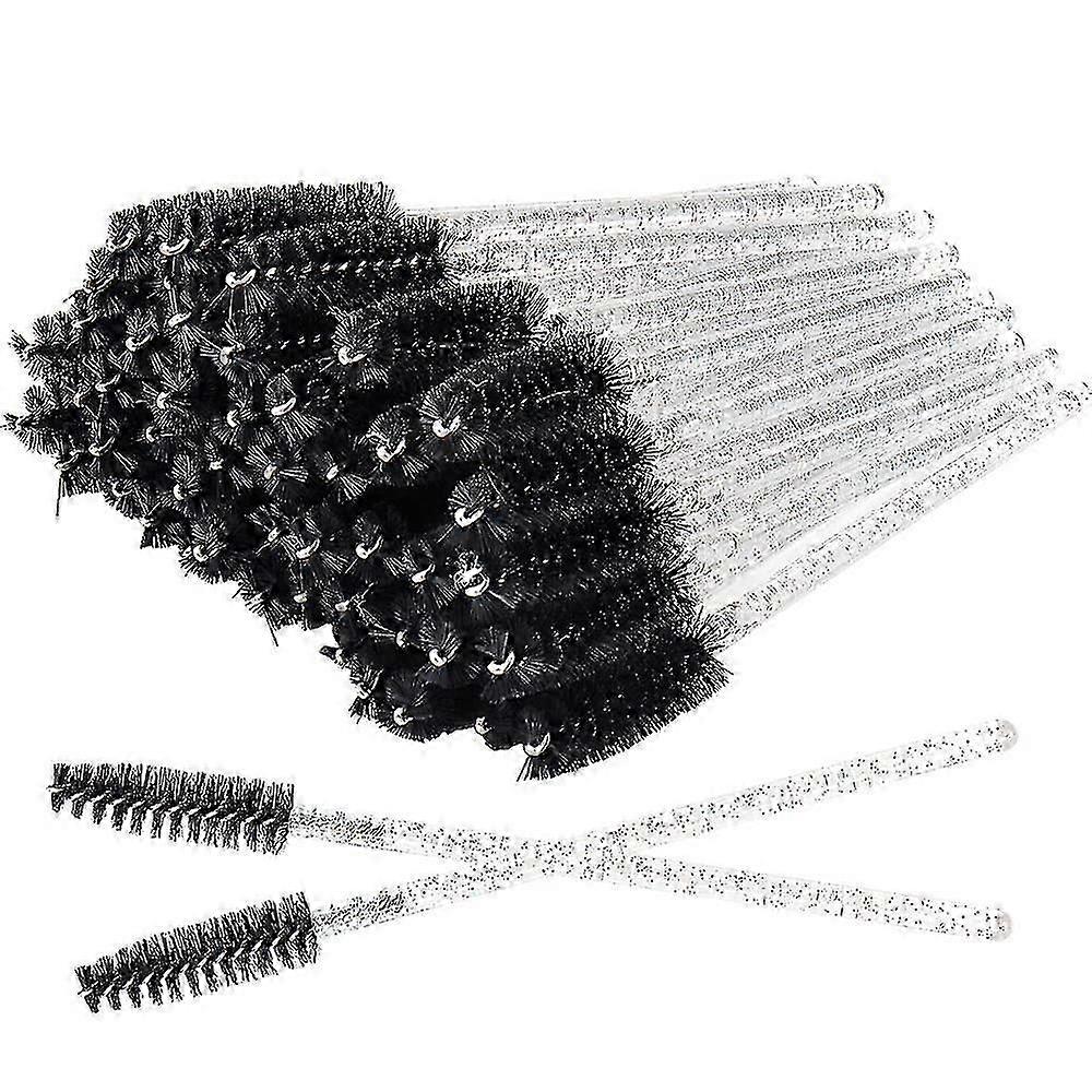 300 Pcs Crystal Eyelash Mascara Wands Disposable Lash Brushes For Extensions For Extensions Spoolie Brush Applicators Makeup Tool Kits (Black)