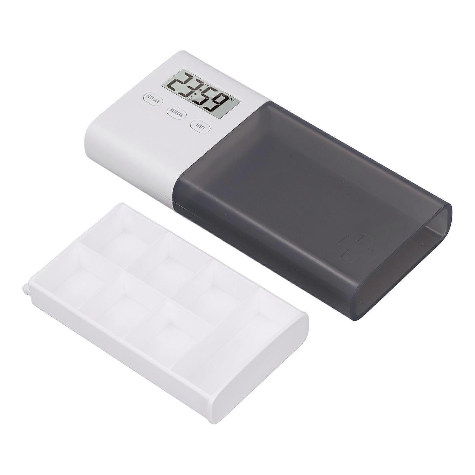 Digital Medicine Box with Alarm 5 Sets Alarm Vibration Beep Alert USB Rechargeable Electronic Medication Organizer for Travel 