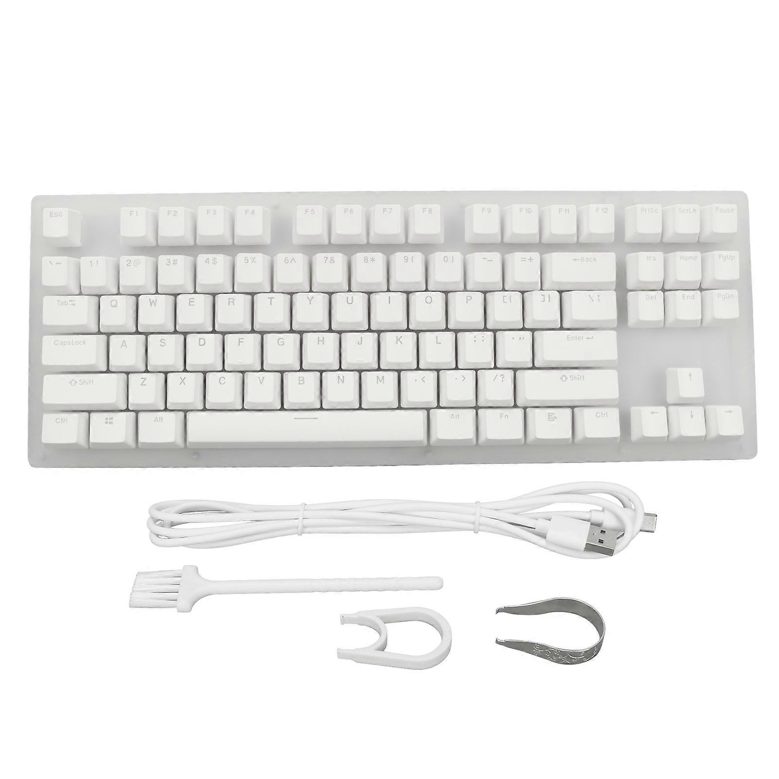 Mechanical Black 87 Key RGB Backlit Glass Panel 40Gbps Plug and Play Wired Keyboard for PC Laptop Game