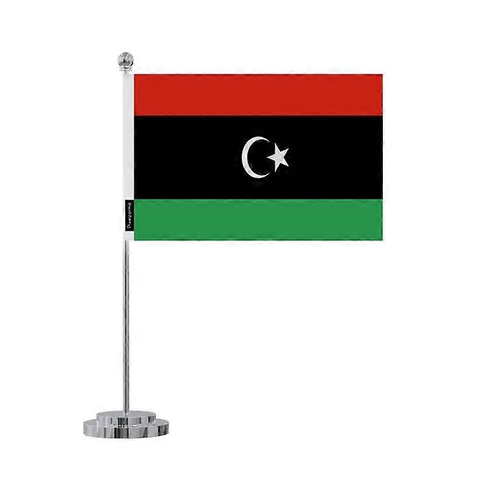 Libya Desk Flag – 14 x 21 cm – Polyester – Stainless Steel Base