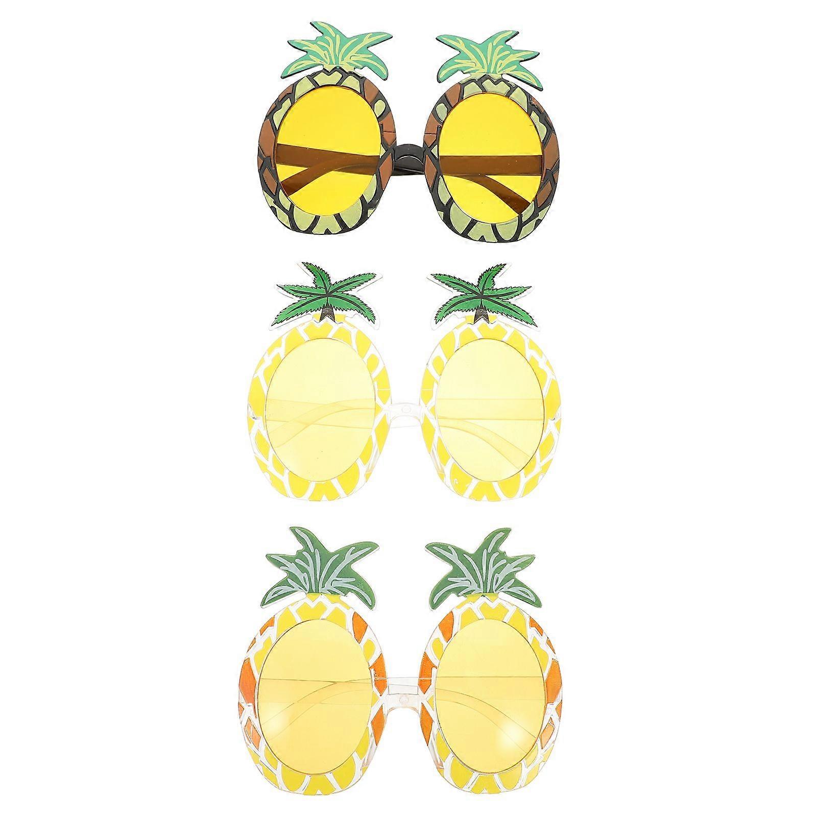 3Pcs Party Pineapple Glasses Fruit Shape Sunglasses Decorative Sun Glasses