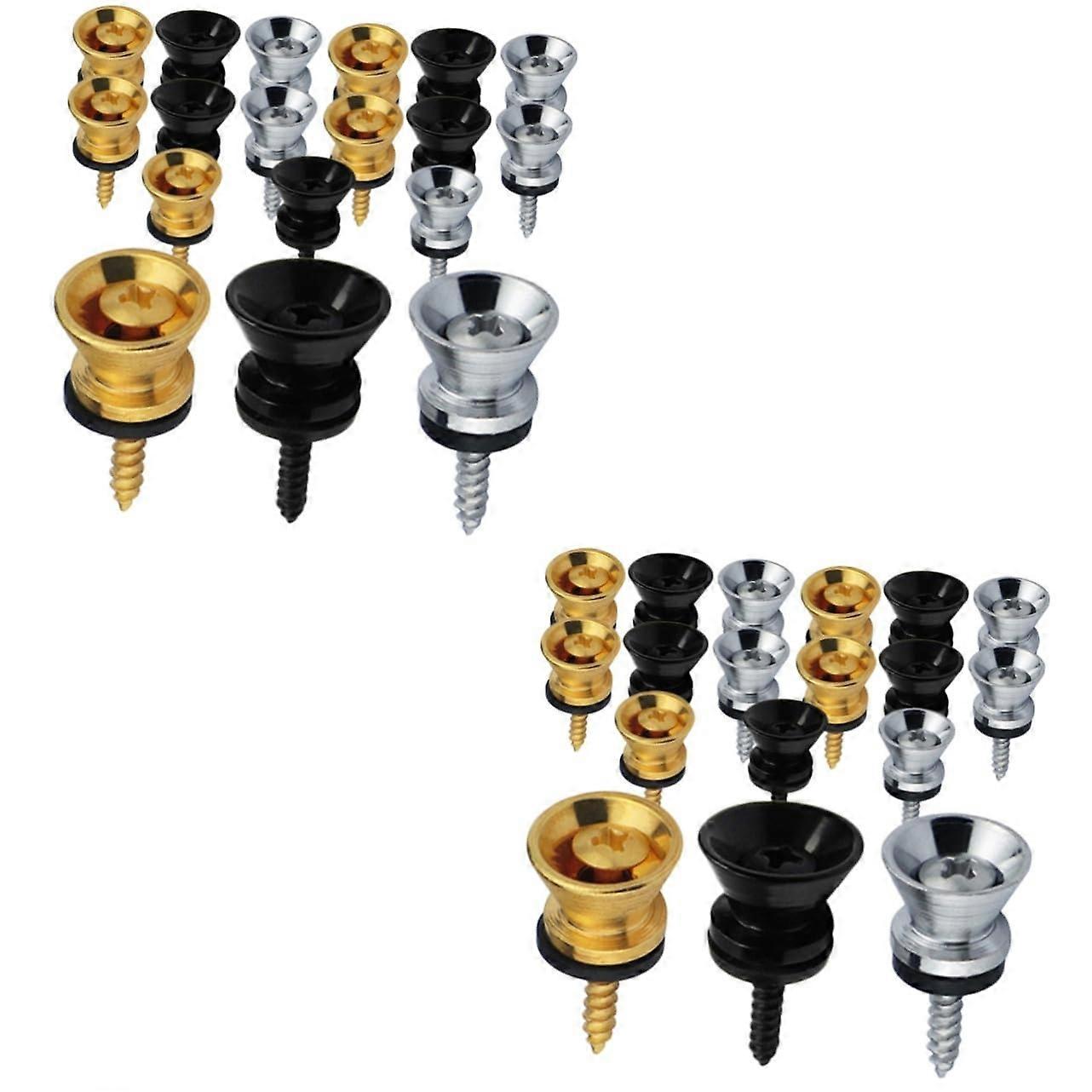 Guitar Strap Lock Kit 2 Sets Metal Button End Pins Guitar Strap Locks End Pin Kit Bass 36 Pieces