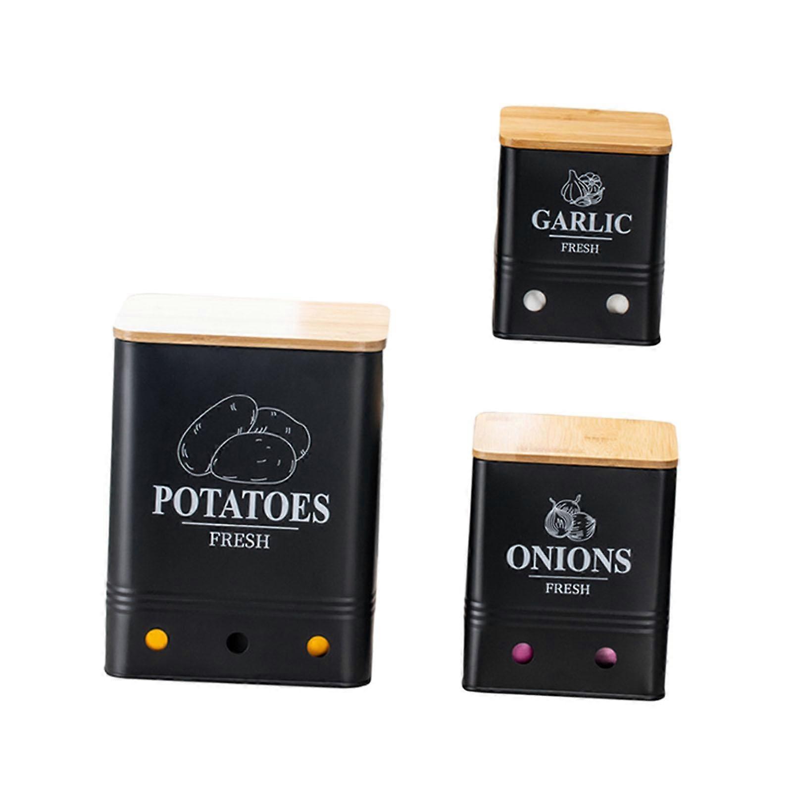 3 Pieces Potato Onion Garlic Storage Bins Sturdy Multipurpose Container Set