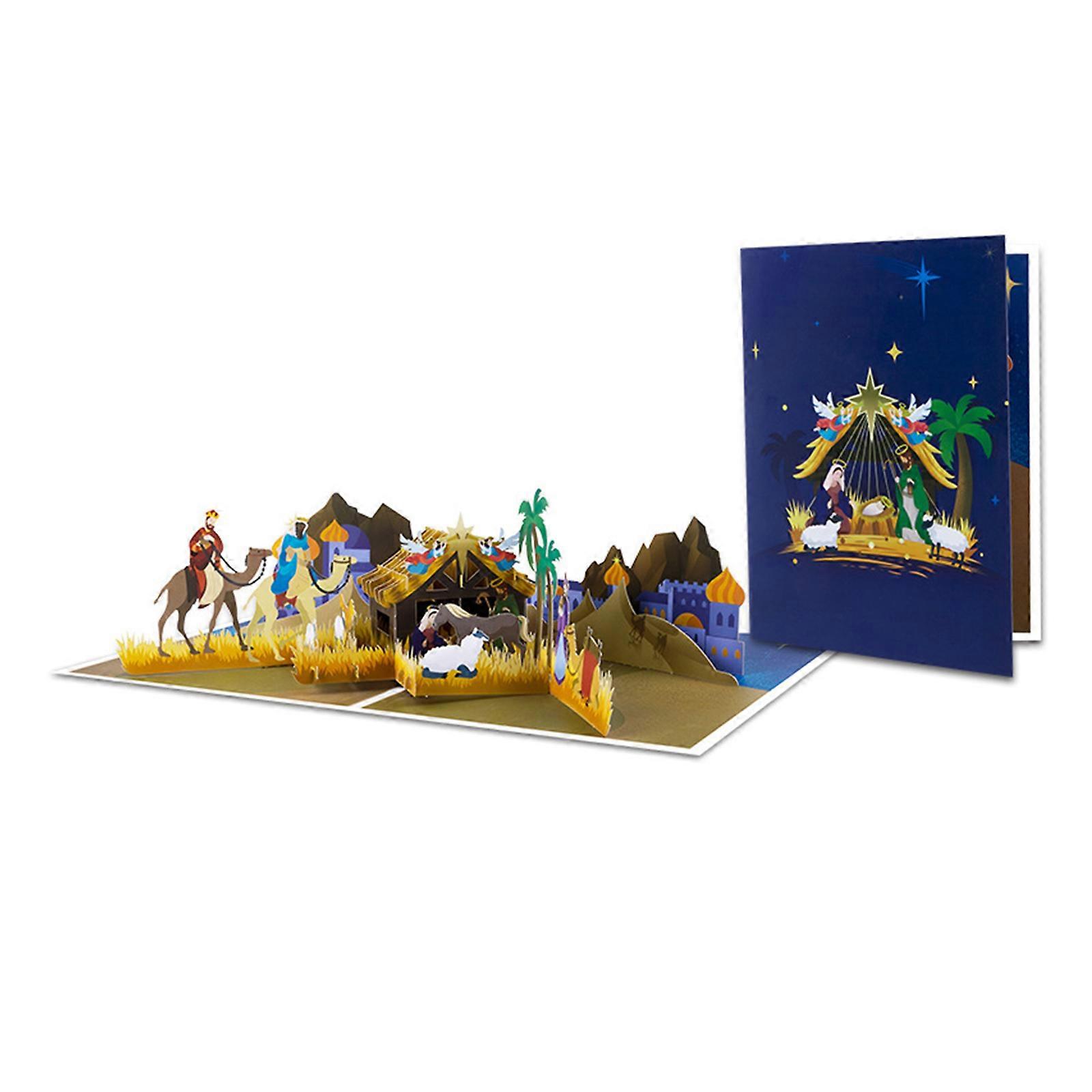 Christmas Themed Card with Envelope and Note Card Handmade Festival Greeting Card Nativity Scene Postcard Decoration