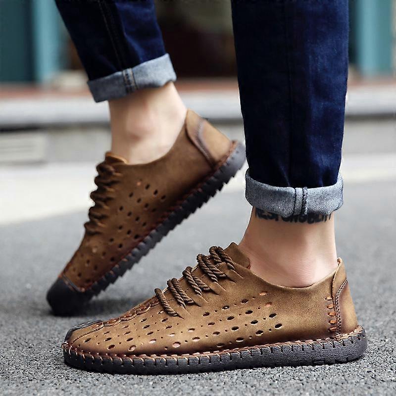 Men’s Moccasins Driving Shoes Comfort Flats Casual Lacing Shoes Plus Size Leather Shoes for Men Over Sized