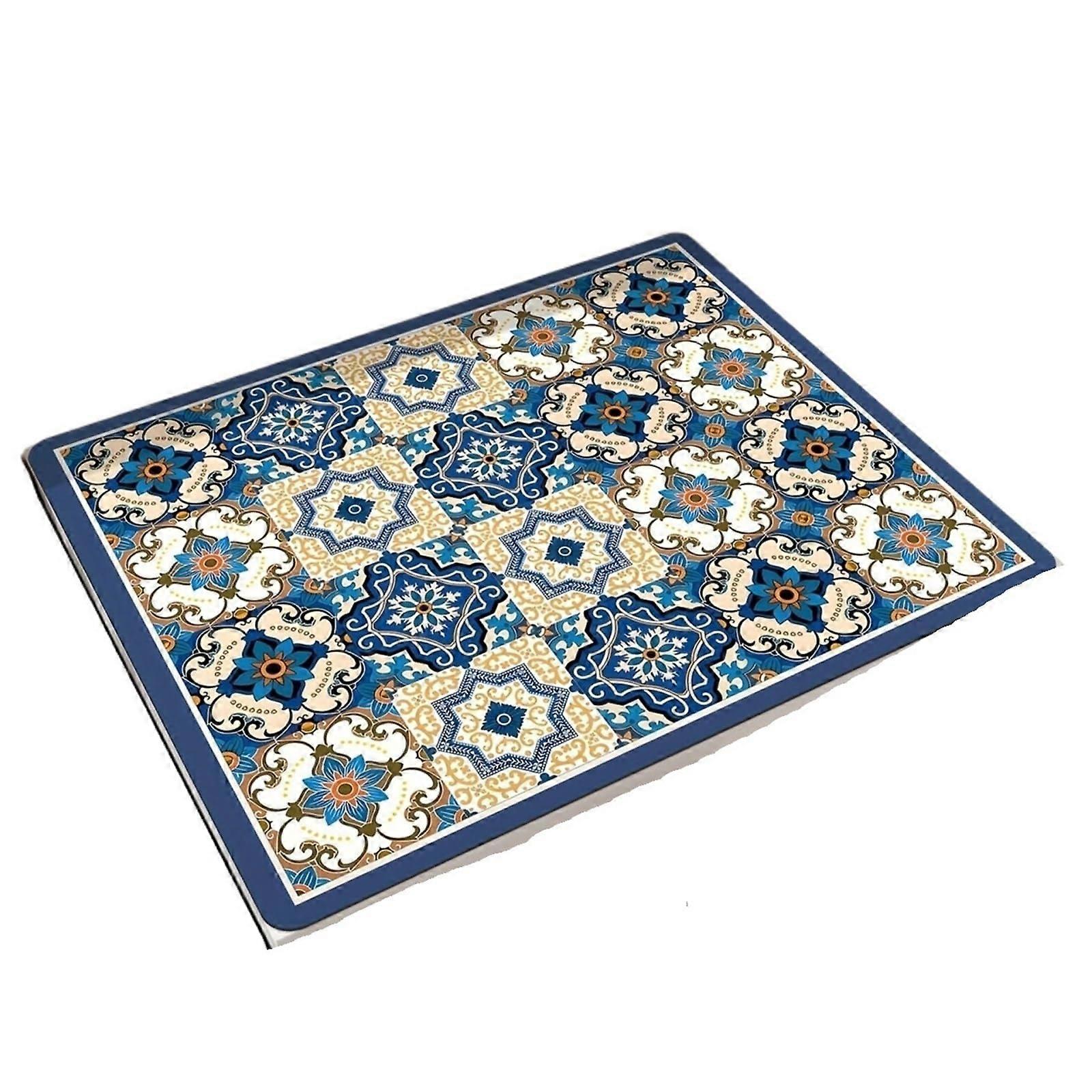 Vintage Checkered Washing Machine Dust QuickDry Cover, Absorbent Mat (Blue Plaid)