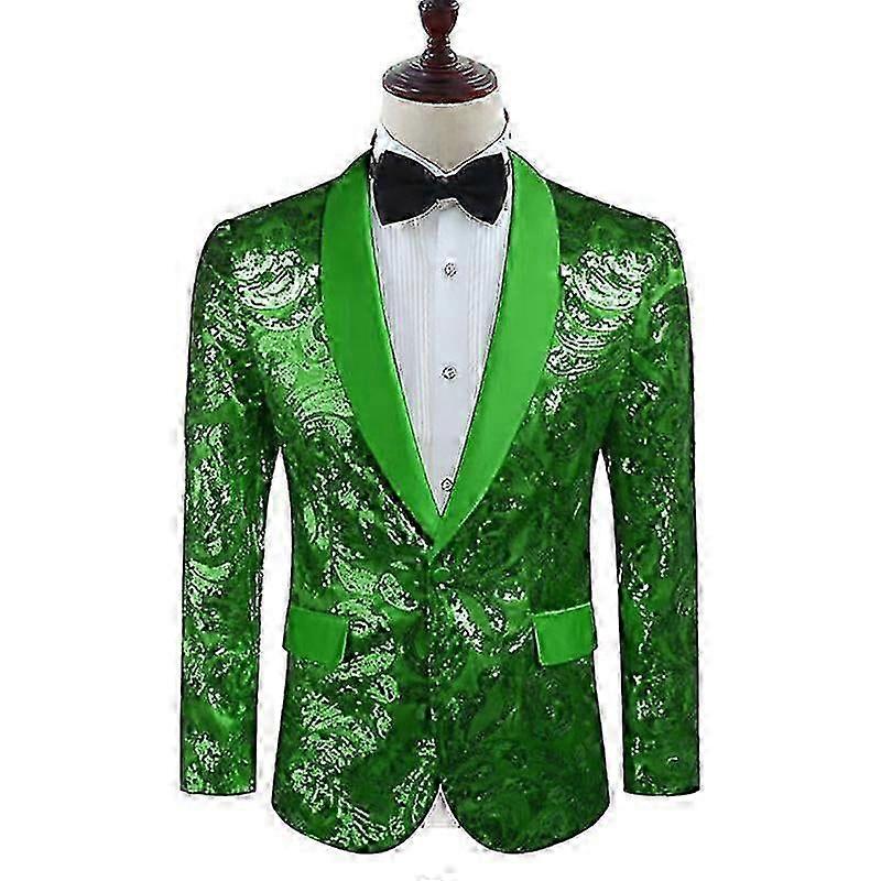 Men's Colour Sequin Stage Party Wedding Blazer Single Breasted Jacket (No Shirt)
