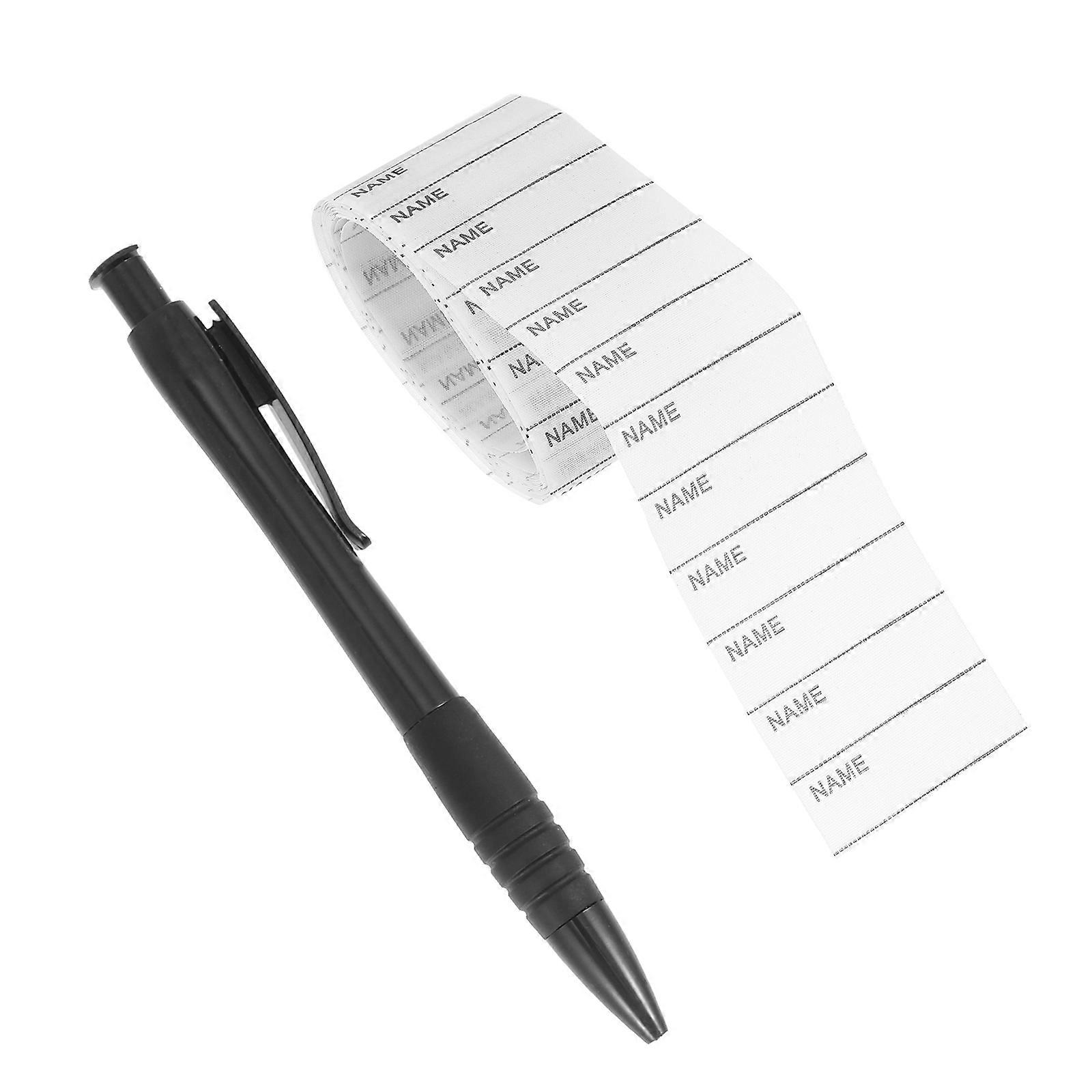 200pcs Washable Writable Name Labels with Pen, Iron On Fabric Tags for Clothing, School, Nursery & Personal Use
