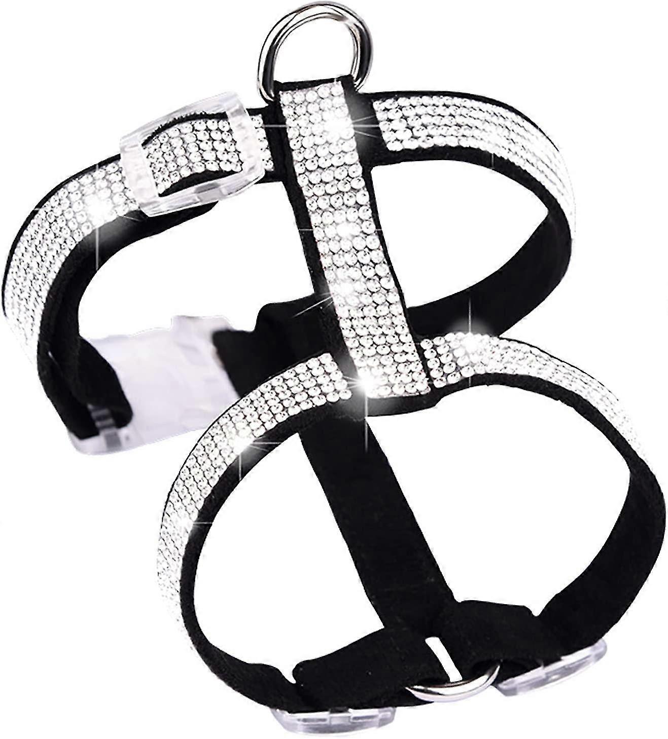 Heytea حزام قطط قابل للتعديل بدون سحب بأحجار الراين ، سترة للحيوانات الأليفة للكلاب والقطط الصغيرة (S-Black ، 26-35 سم الصدر)