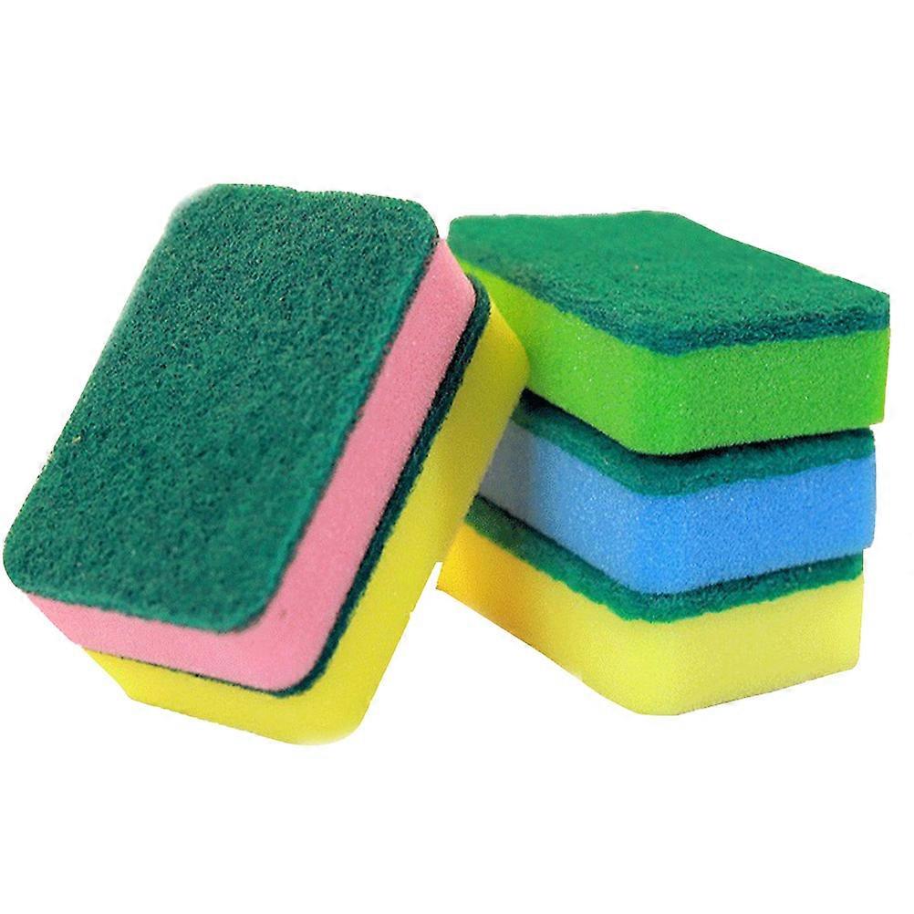 Dish Scrubber Pads Cleaning Sponge Multifunctional Kitchen Utensils Bathroom Surfaces Mixed Color Rectangular 5Pcs