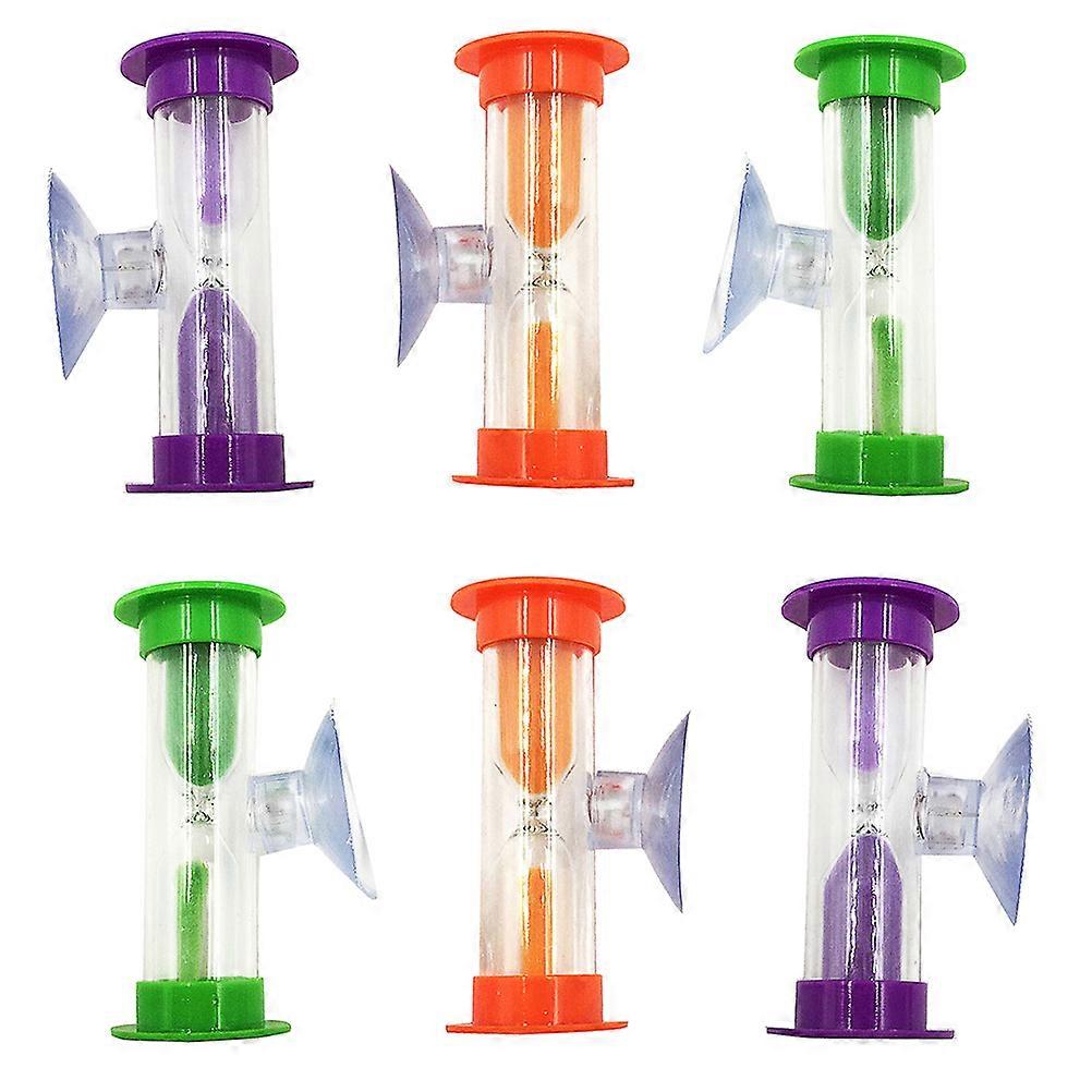 Washing Timer Decorative Hourglass Bathroom Use 6x2.5cm Plastic 6Pcs