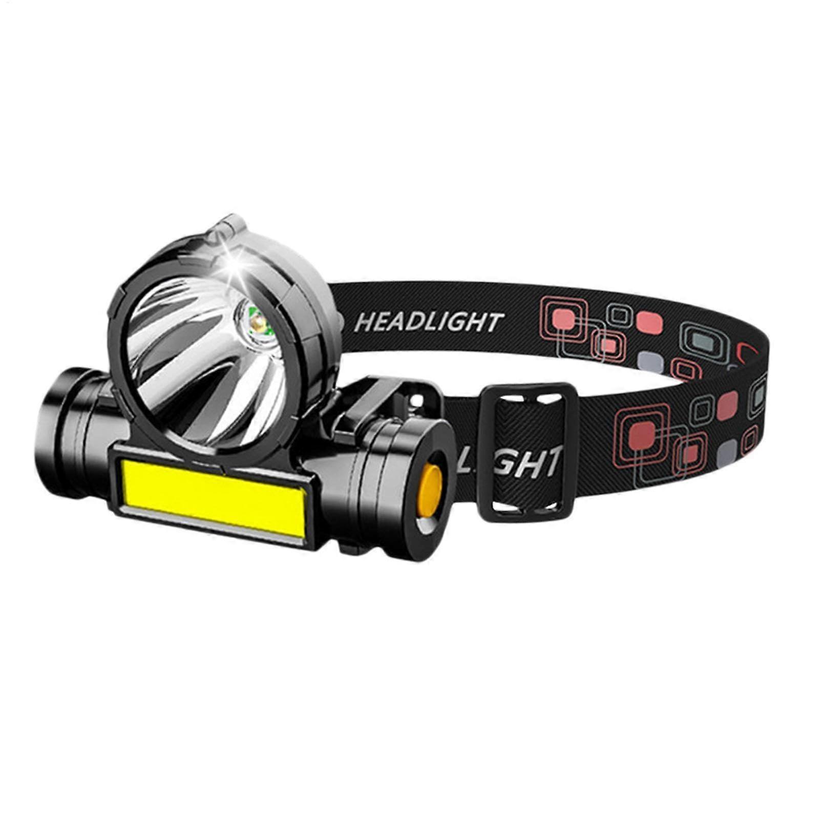 LED Headlamp Rechargeable via USB – Lightweight Waterproof Headlight with Hands-Free Function and Wide Beam