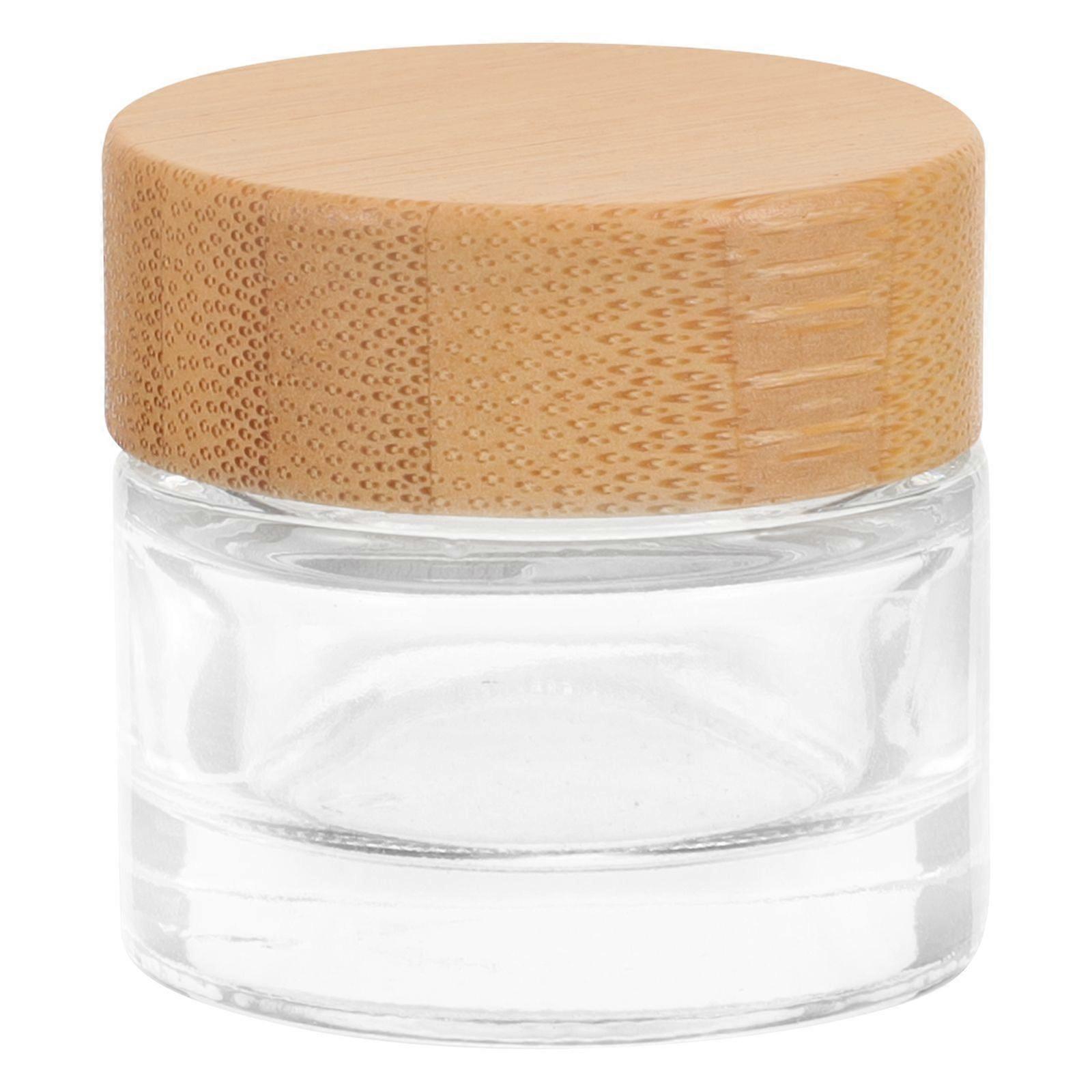 Refillable Cosmetic Jar Empty Cream Containers Lotion Jar Glass Lotion Box with Wooden Lid(10g)