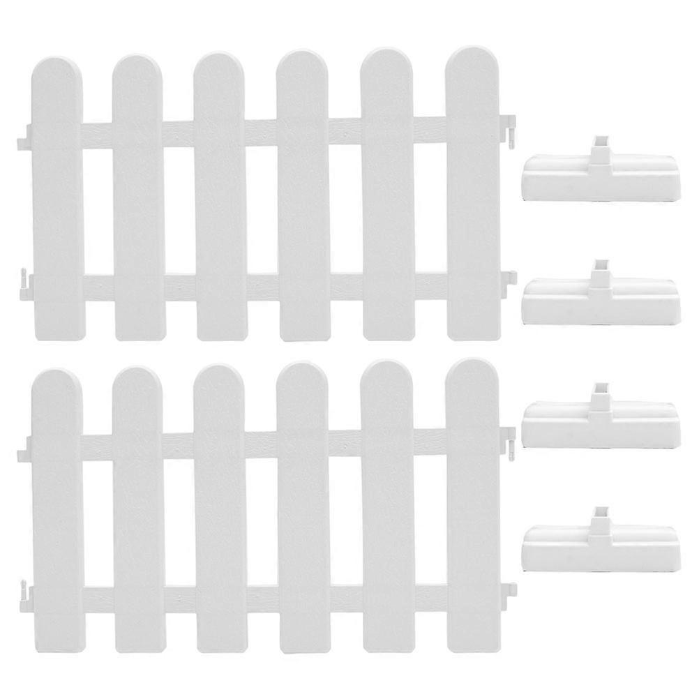 Plastic Garden Fence Set DIY Wood Grain Pattern Outdoor Use 1Set