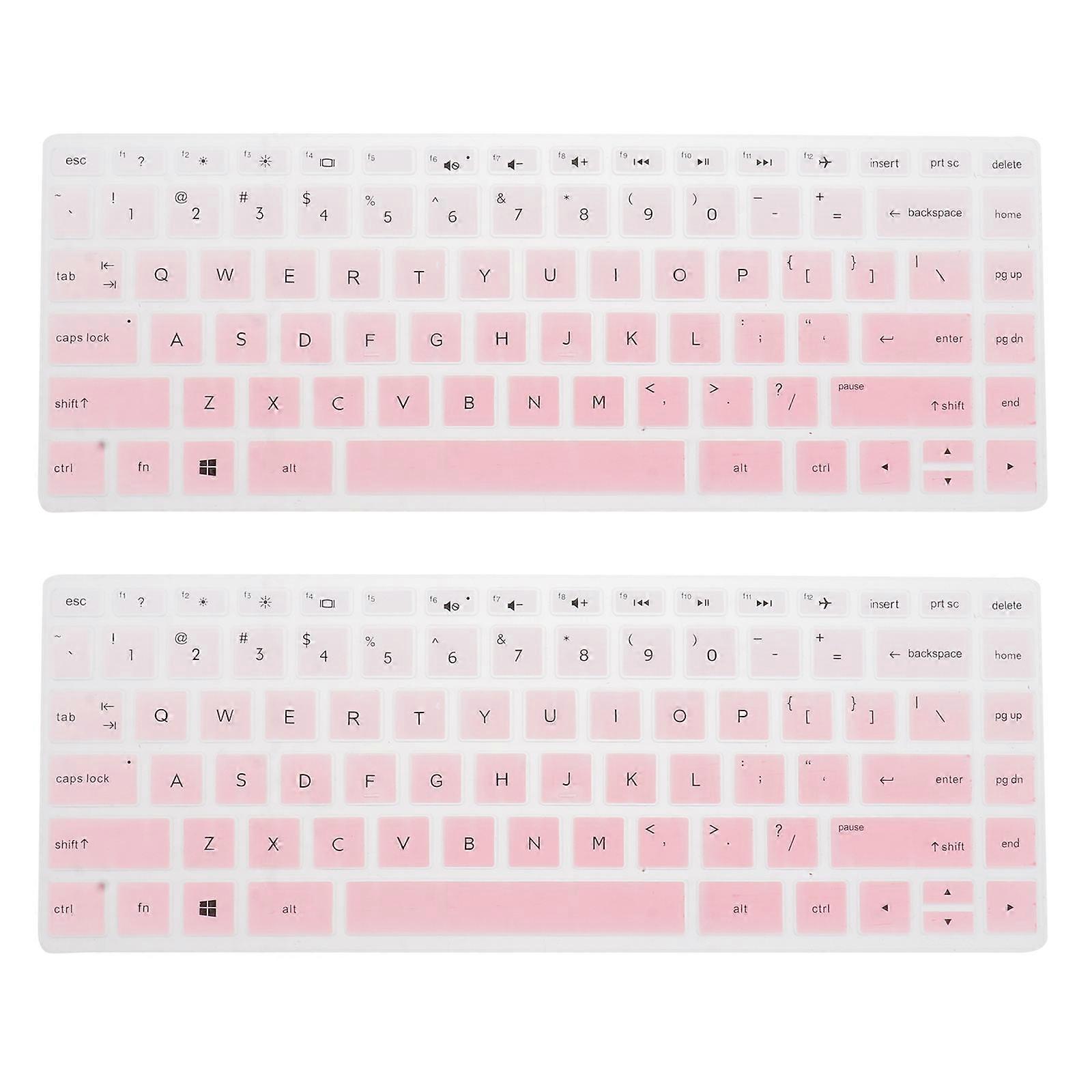 Keyboard Cover Protector Laptop Keyboard Cover for Quiet Typing Compatible for HP14q-cs0001TX Gradient Pink 2Set