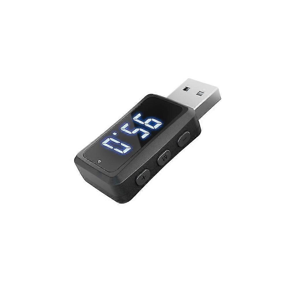 FM02 Mini USB Bluetooth 5.3 FM Transmitter for Car with LED Display, 87.5-95MHz Adjustable, Hands-Free Calling & Audio Receiver for Auto Radio