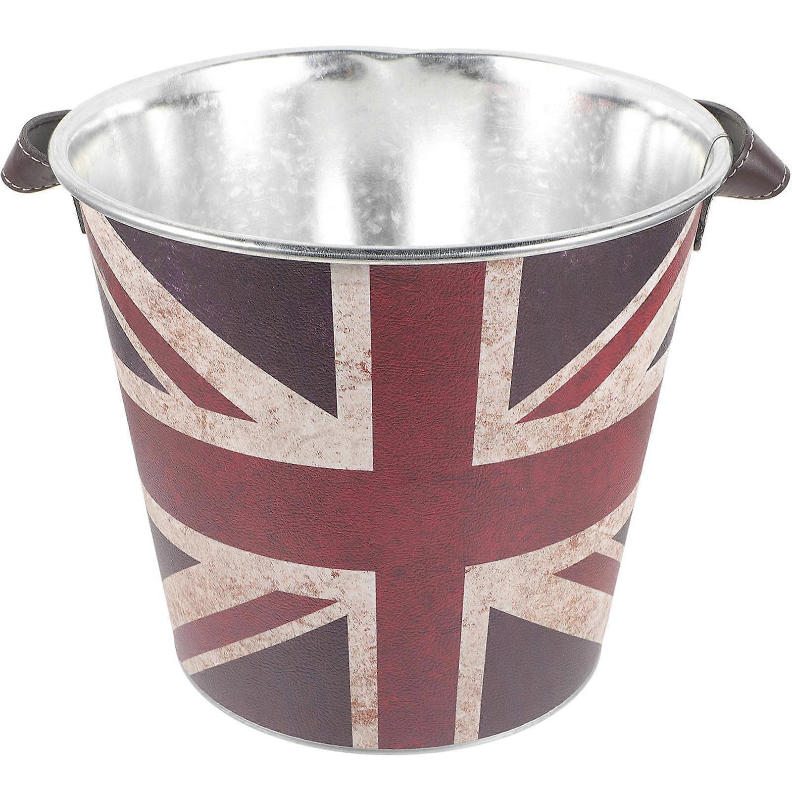 Party Ice Cube Bucket Iron Leather Cooling For Bars Restaurants Home Use 1Set