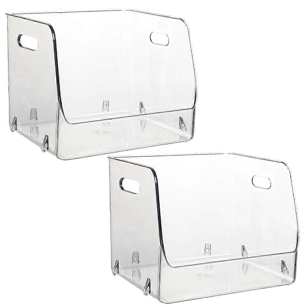 Desktop Storage Box Stackable Containers Transparent Home Organization 5.89X5.70X5.11in Office Workers 2Pcs