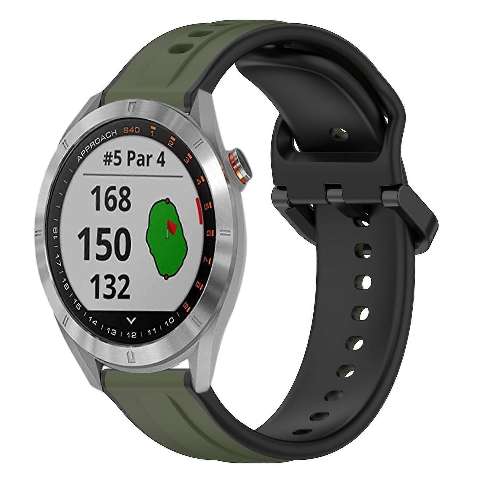 For Garmin Approach S40 20mm Convex Loop Two-Color Silicone Watch Band