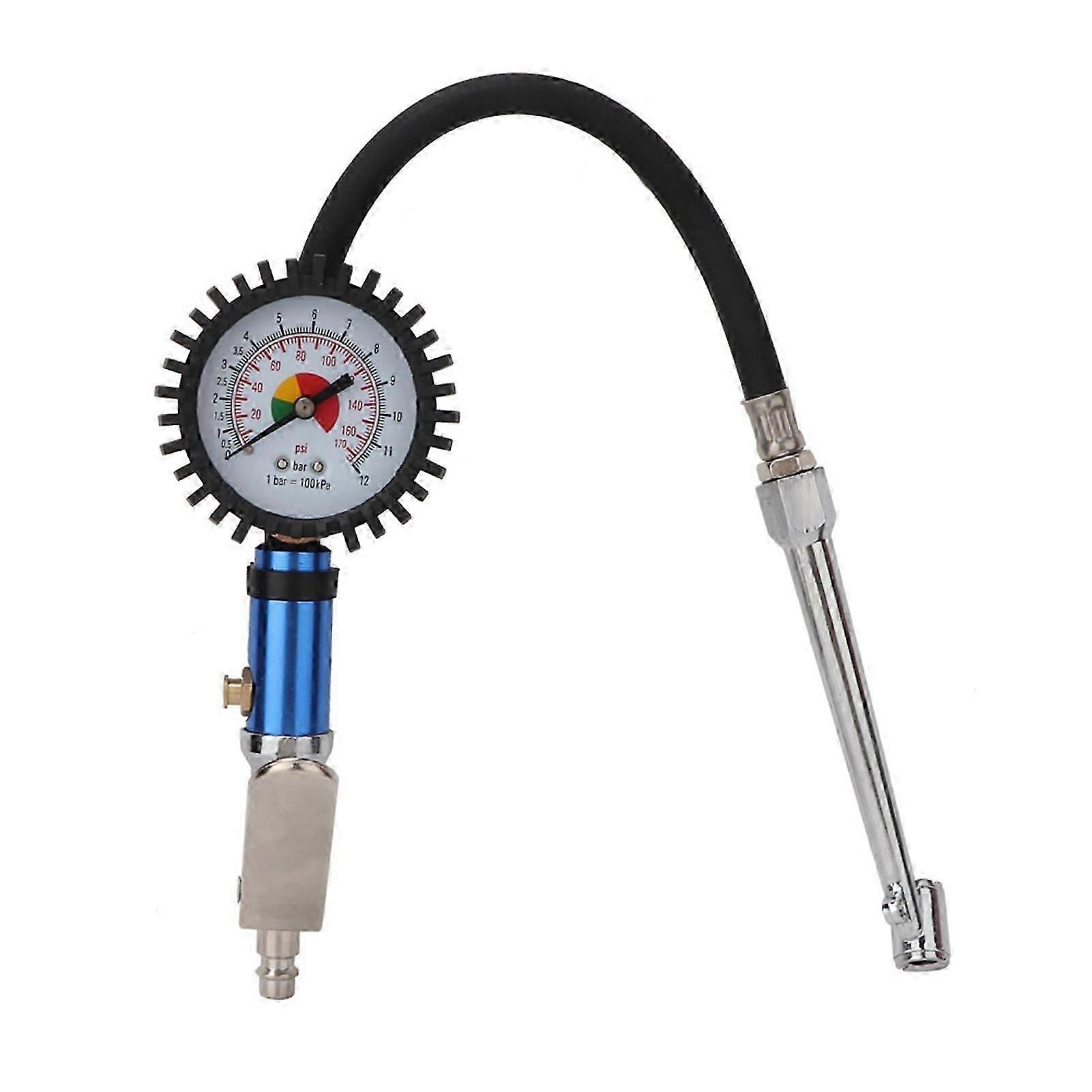 12 Bar Self clamping Tire Inflator with Air Pressure Gauge and Quick Air Connector
