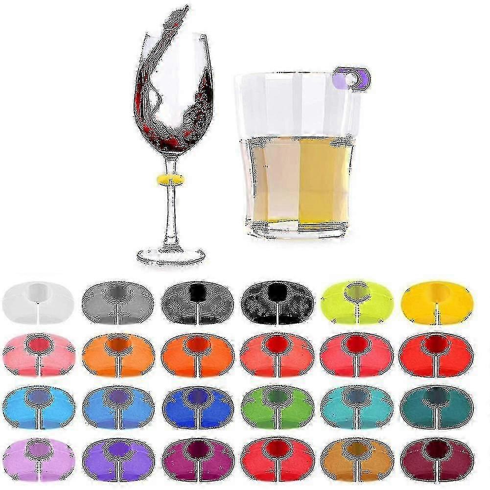 ワイングラスチャームタグ 24個 シリコン製ワイングラスドリンクマーカー バーパーティー マティーニ カクテル シャンパンステムグラス用