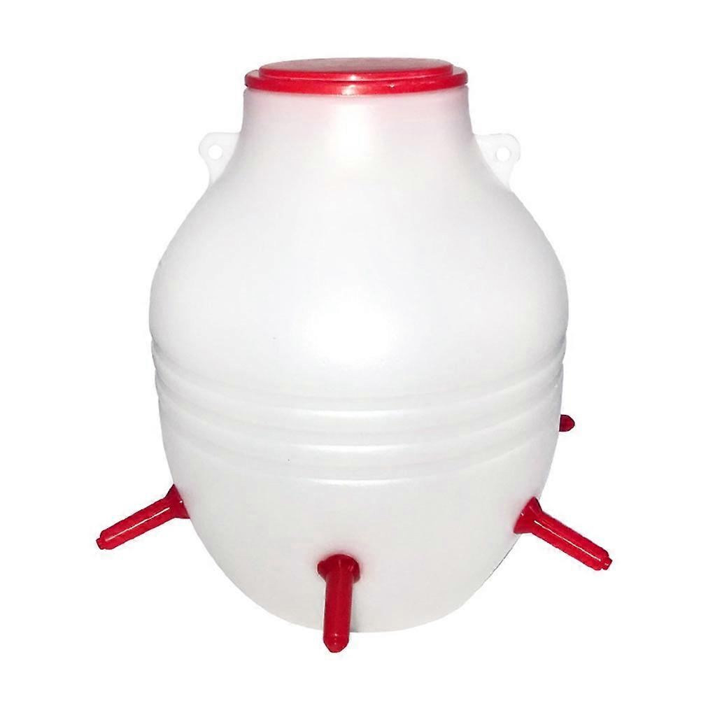 Lamb Feeder with 6 Silicone Nipples for Farm Use Durable Plastic Red Color Suitable for Multiple Animals