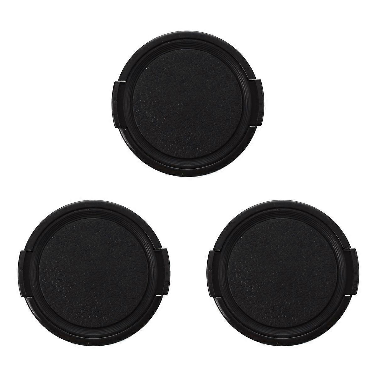 Camera Plastic Side Pinch Clip On Front Lens Cap Cover Black 49mm