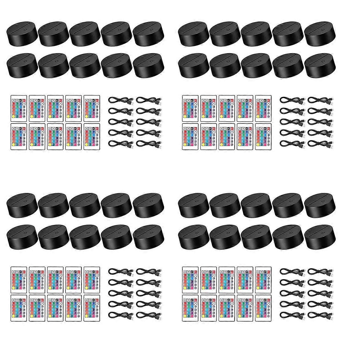 10 Pack 3D Night LED Light Lamp Base + Remote Control + USB Black