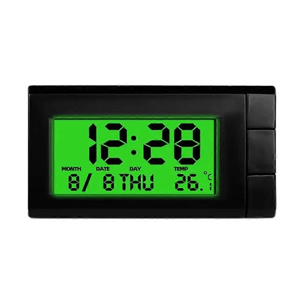 2-in-1 Car Digital Clock Thermometer Large LCD Display Blue Backlight Easy Install Dashboard Time Temperature Meter