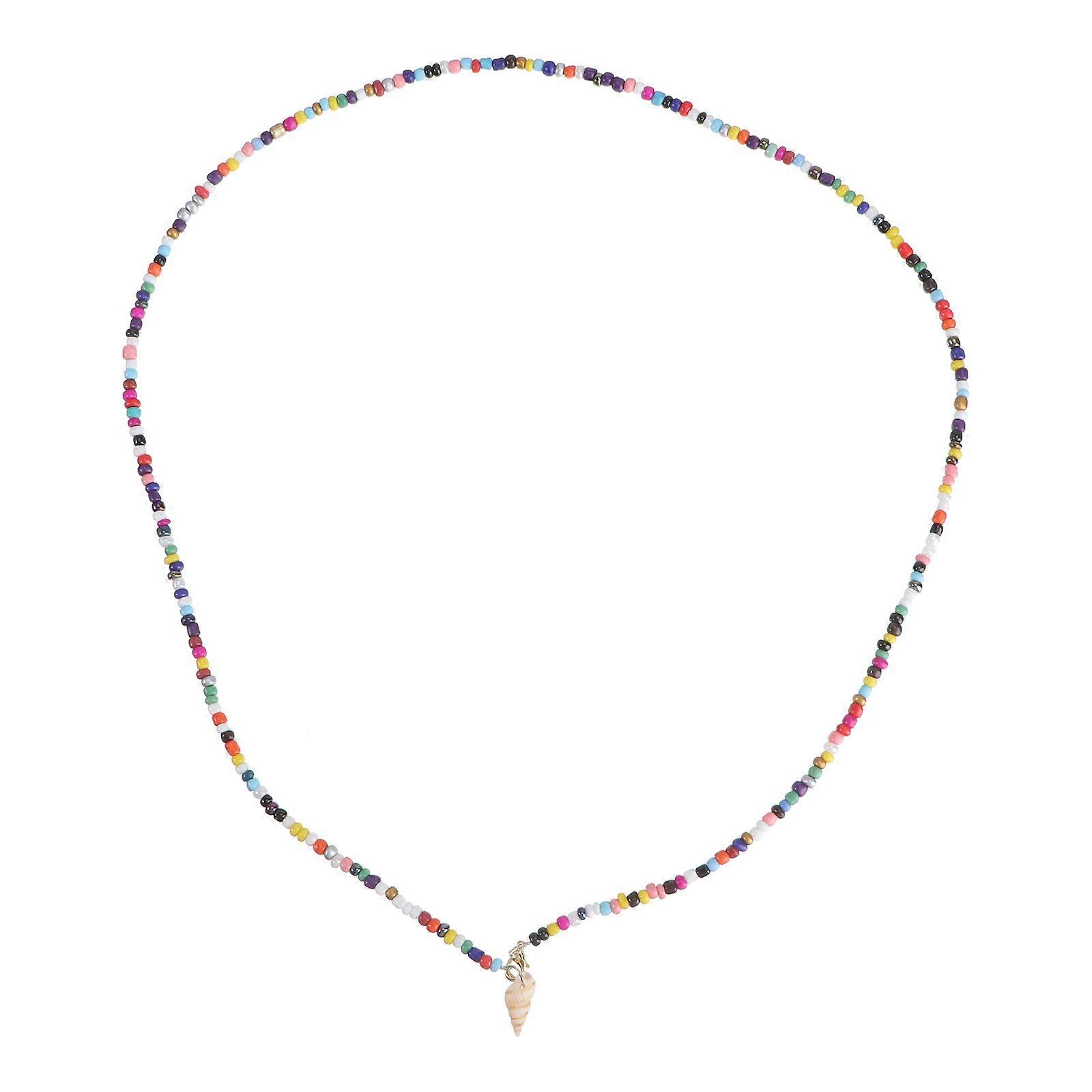 Nature Beads Necklace Multi-Colored Shell Pendant Daily Wear 1Set