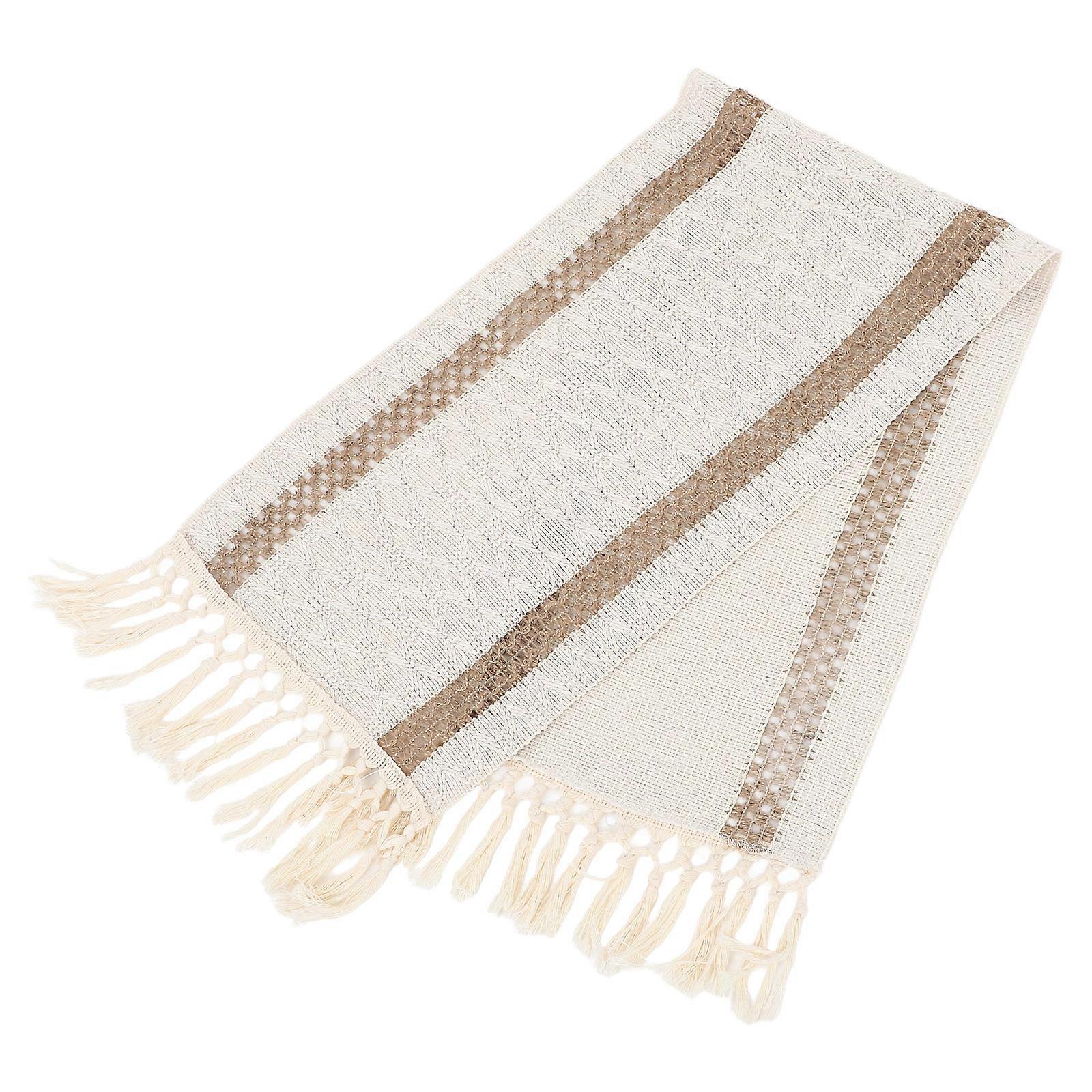 Boho Tassel Table Runner Soft, Fade Resistant Tablecloth with Knotted Fringe for Dining, Party & Holiday Decor Rustic Farmhouse Style
