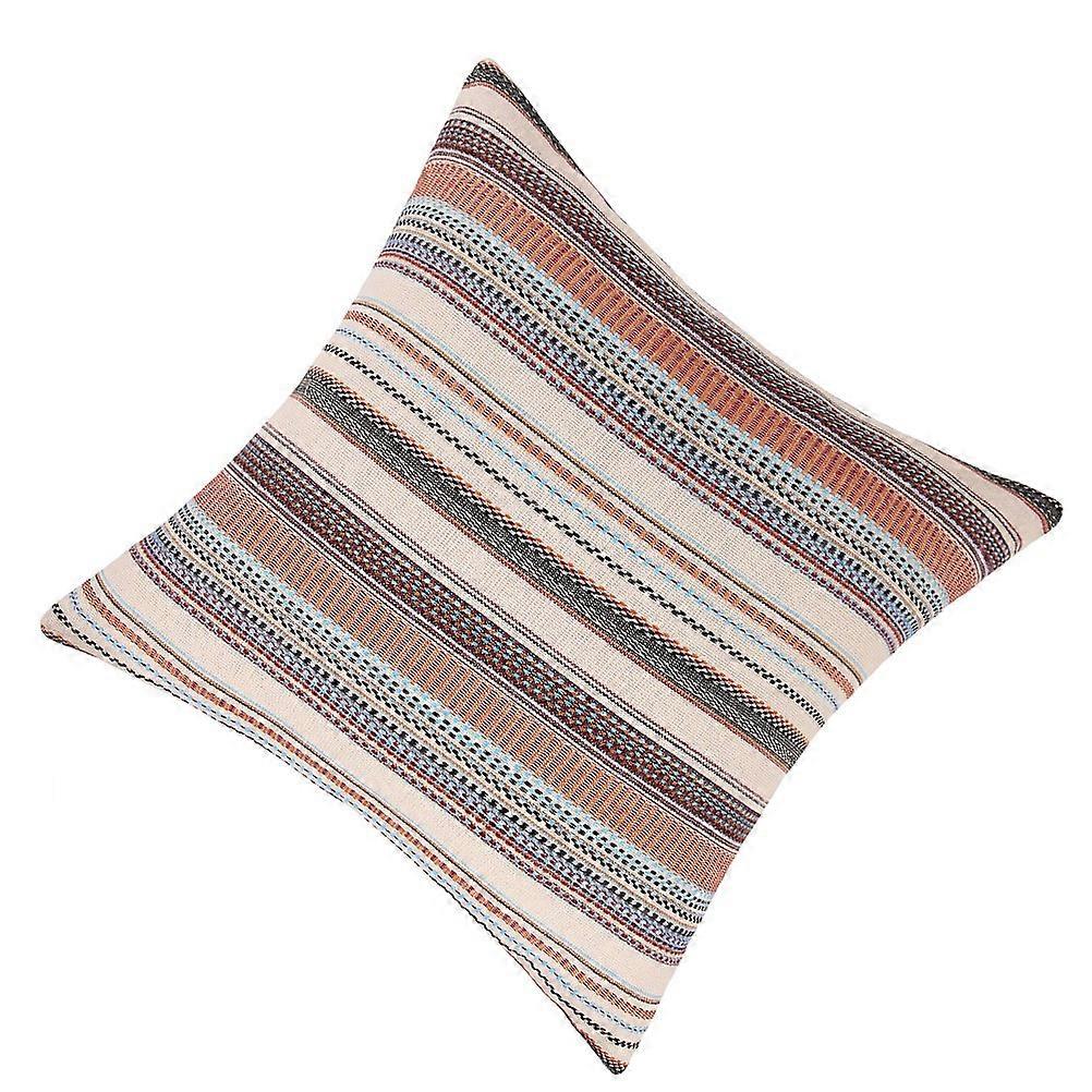 Cotton Pillow Cover Stripe Pattern Sofa Throw Pillowcase Multi-Colored 17.68 Inch Comfortable Hand Feeling 1Pack