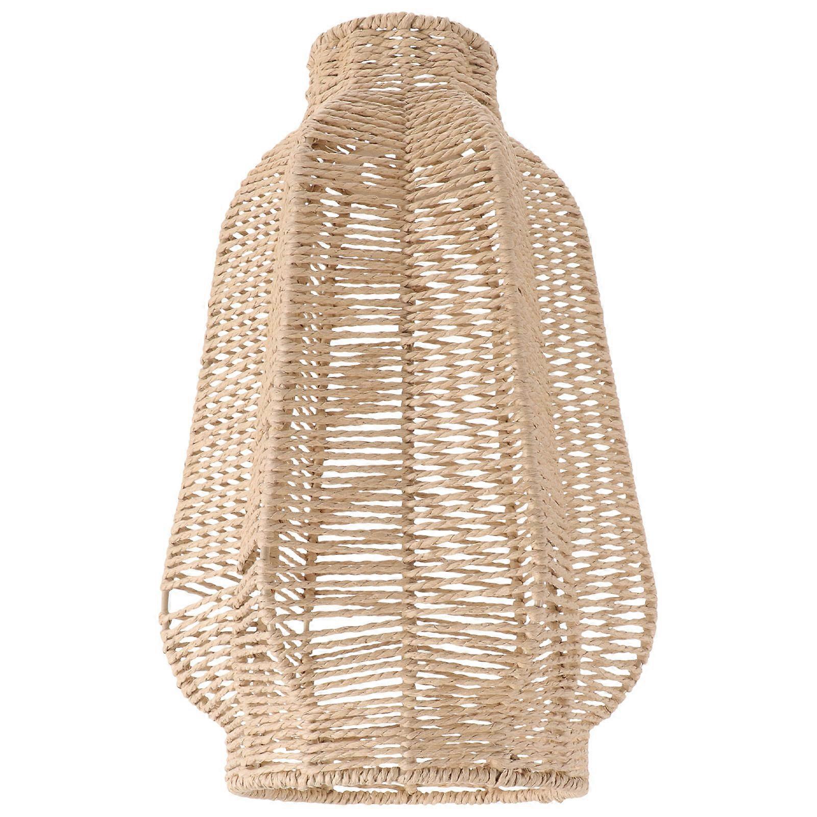 Cylinder Woven Lampshade Pendant Lampshade Rustic Ceiling Lamp Cover Home Hotel 32.5x20.5cm Light Brown Paper Lighting 1Pack