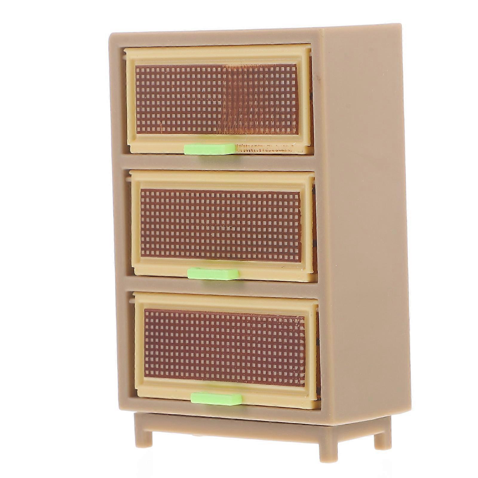 Miniature Cabinet Model Miniature Doll House Drawer Cabinet Doll House Furniture Prop Khaki 6.30X4.50X2.50CM Storage 2Pack