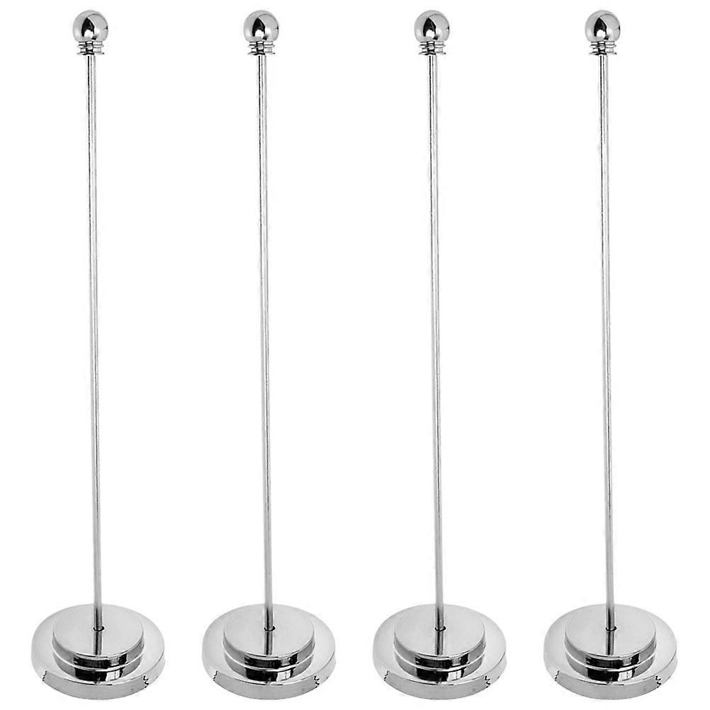Table Flag Stand Desktop Flag Pole for Office Use Decorative Design 4Pcs Silver Metal