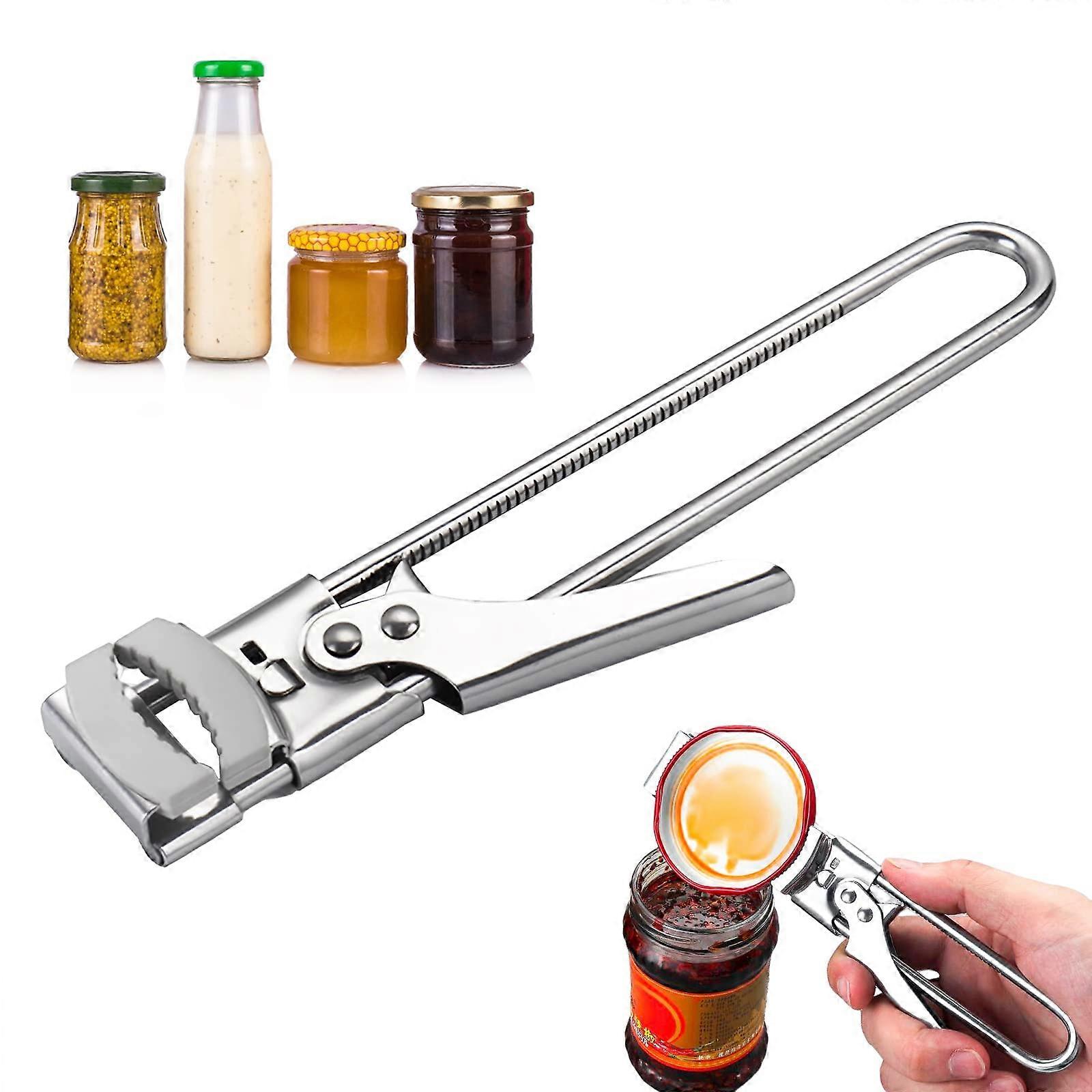 Lid Opener Stainless Steel Adjustable Jar Opener for Seniors, Easy Grip Screw Lid and Can Opener Tool