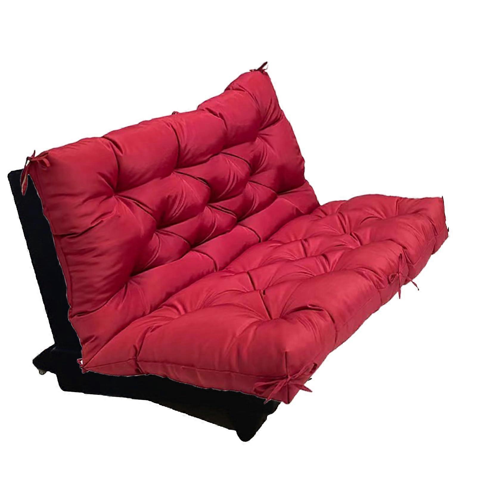 Thick garden swing cushions with backrest for outdoor hammock chairs, dark red, 100 x 100 x 10 cm