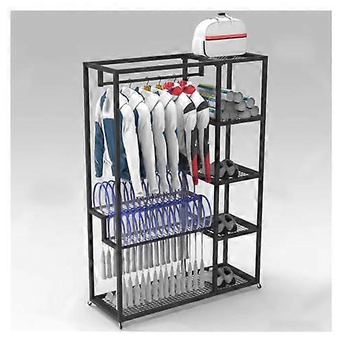 Commercial Racket Stand for 26 Rackets, Floorstanding Black Metal Tennis and Badminton Racket Holder with Hollowed Base Shelf