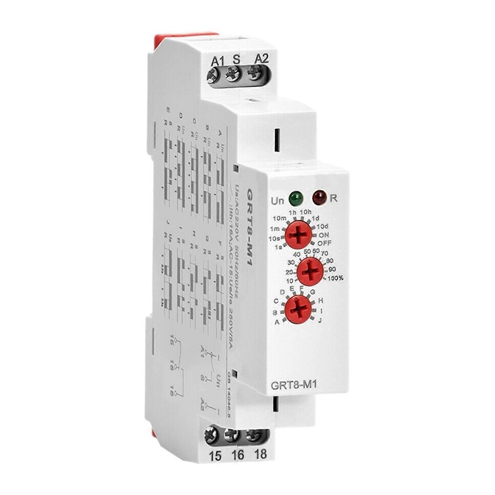 Relay 16A AC/DC 12V-240V Multifunctional Din Rail Timer Delay Relay with ON/OFF Control