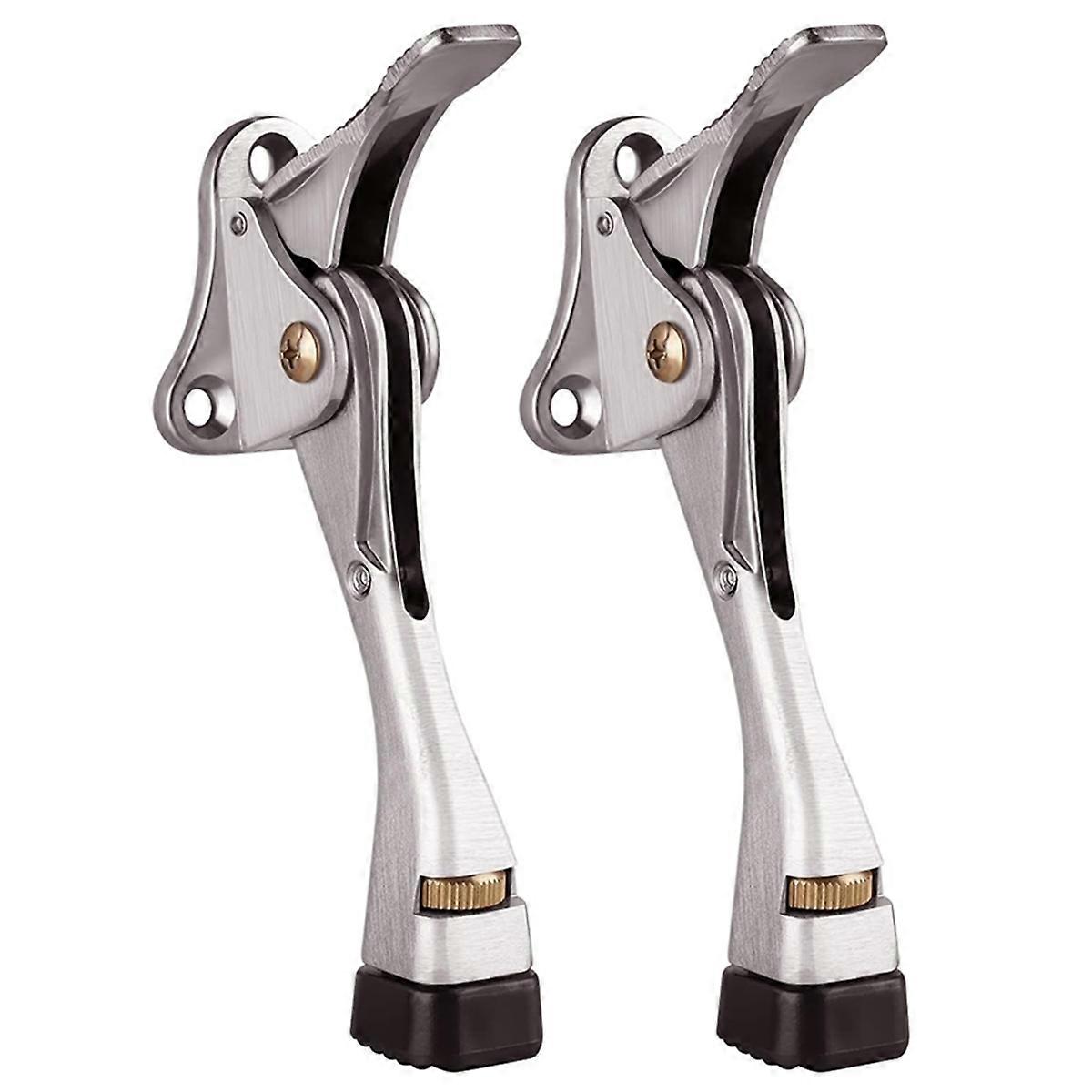Door Stopper 2 Packs Kickdown Door Stop Adjustable Height and Rubber Tip 4 Inches Door Holder