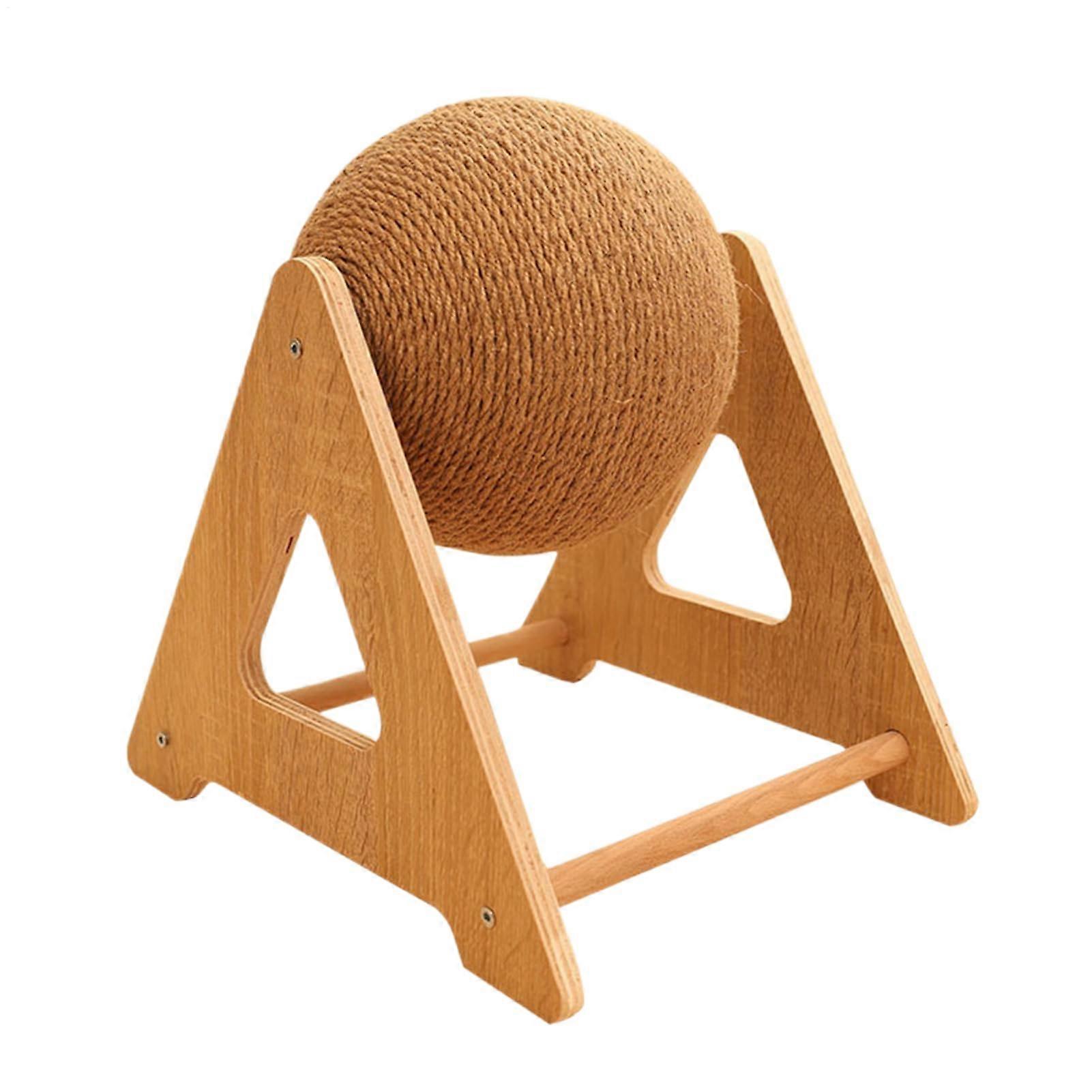 Scratch Ball for Cat  Scratching Ball with Rotating Function  Small Animal Toy for Scratching and Playing for All Sizes, Wood Color L