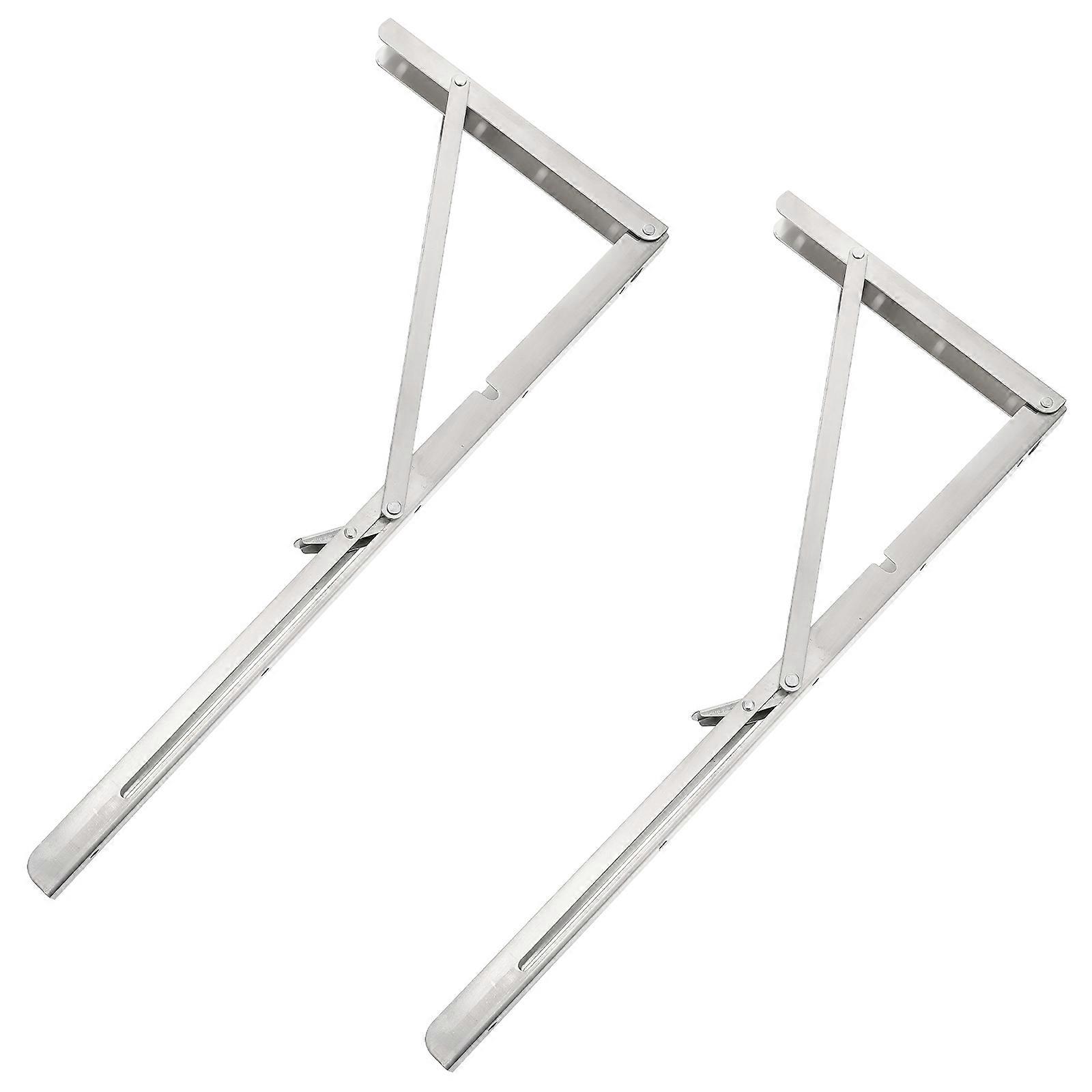 Sturdy Stainless Steel Folding Brackets for Home Use Silver Color 2 Pieces