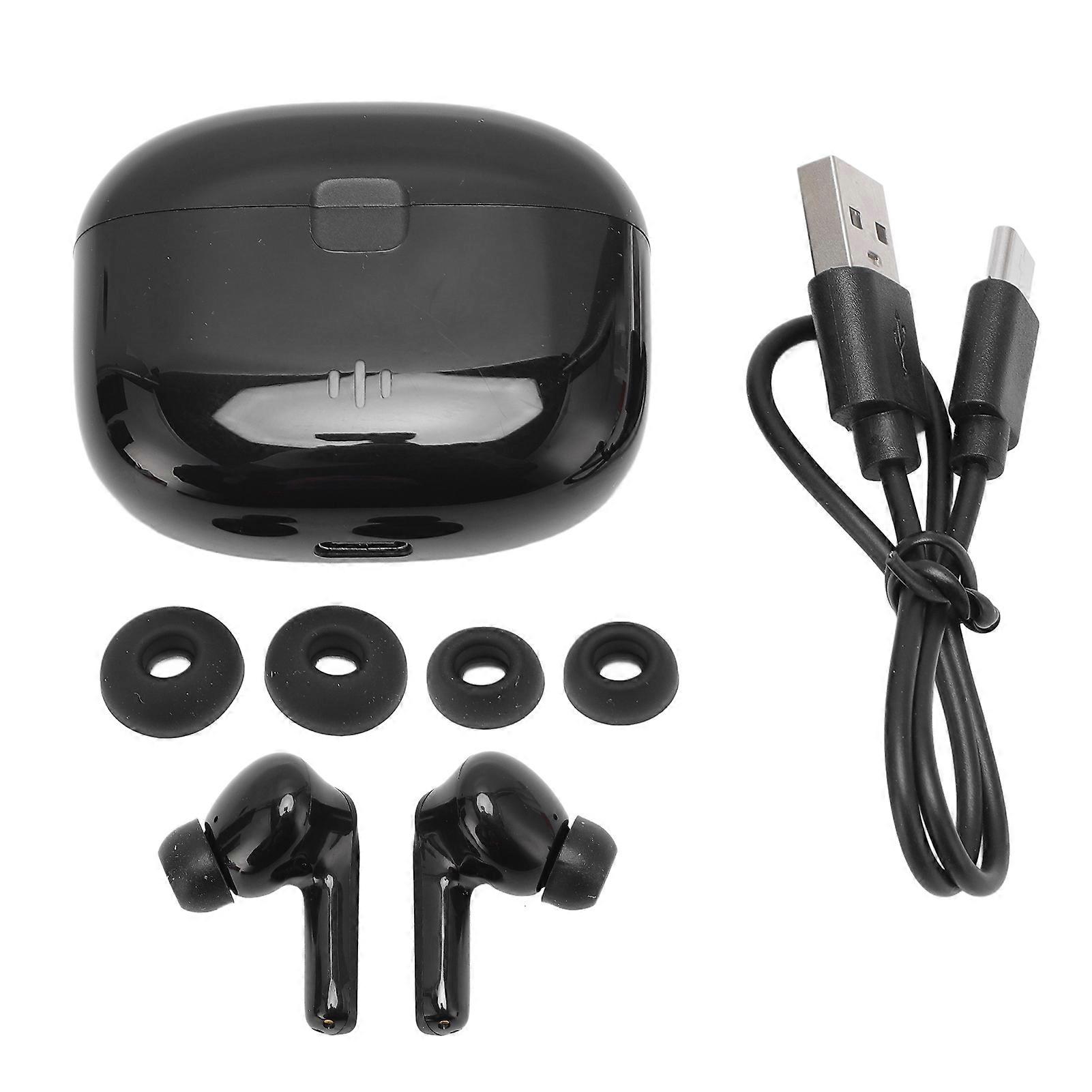 Black Wireless Translator Earbuds - 144 Languages, Bluetooth 5.4, Noise Canceling, APP