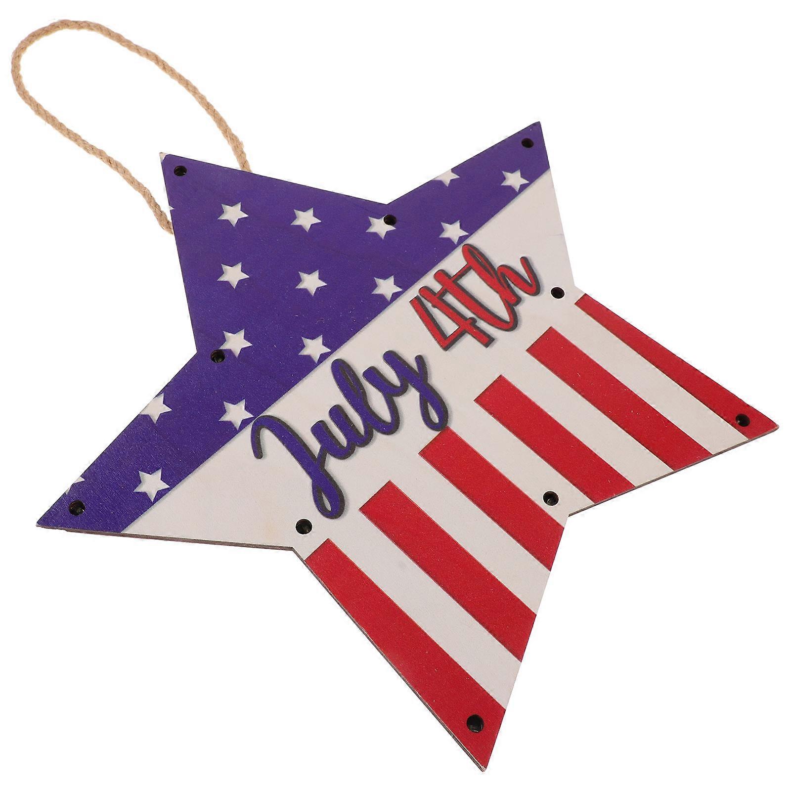 American Independence Day Home Decorations Patriotic Design Hemp Rope Wood 1Pack